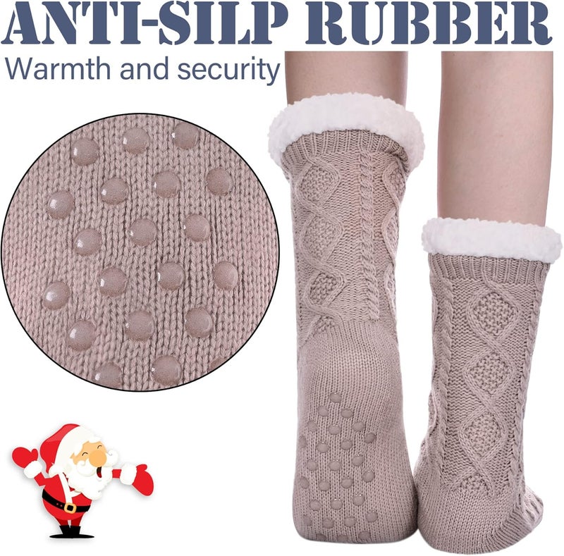 LINEMIN Womens Slipper Socks Winter Warm Fleece Lined Socks Cozy Soft Thick Fuzzy Non Slip Indoor Christmas Socks - Image 3